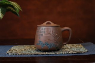 《松林蓋杯》宜興紫泥紫砂壺全純手工茗家紫砂茶壺 《松林蓋杯》宜興紫泥紫砂壺全純手工茗家紫砂茶壺